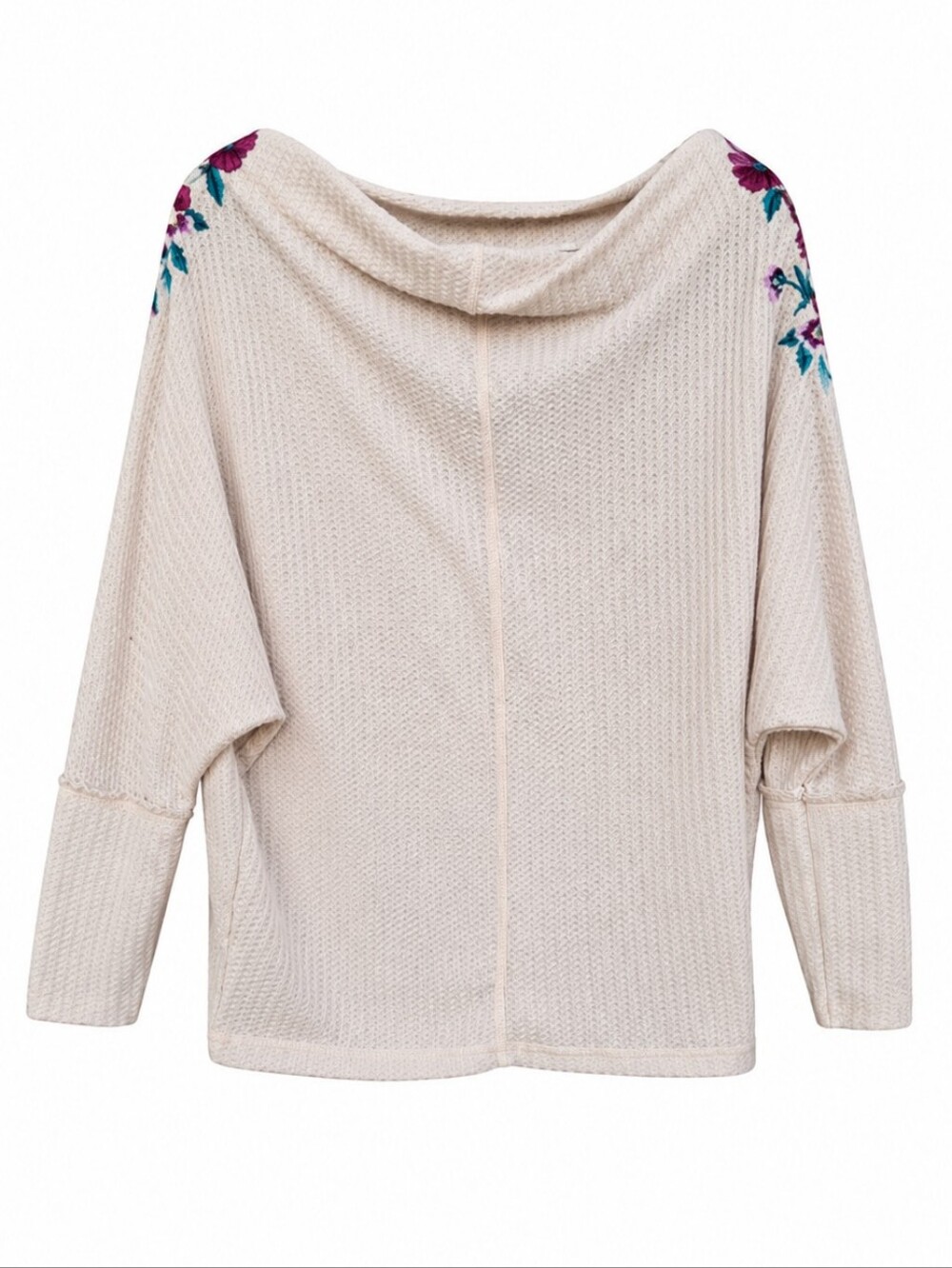 Umgee Floral Embroidered Waffle Knit Boho Top Medium Off The Shoulder Western - Picture 4 of 12